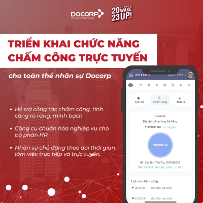 Triển khai chức năng chấm công trực tuyến cho toàn thể nhân sự